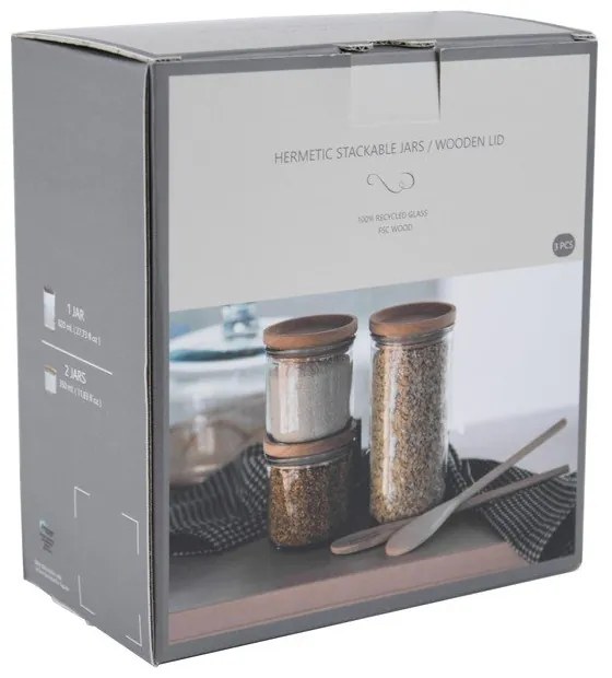 Súprava sklenených dóz 3 ks Hermetic – Ego Dekor