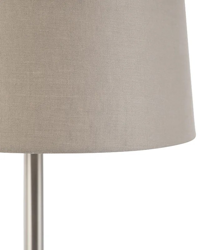 Moderná stolná lampa oceľ s tienidlom taupe 35 cm - Simplo