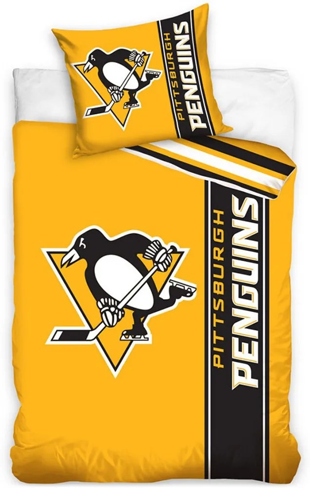 Mikroplyšové posteľné obliečky NHL Pittsburgh Penguins - 70 x 90 cm + 140 x 200 cm
