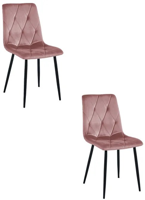 Set dvoch jedálenských stoličiek LIBRA zamatové, ružové / čierne nohy (2 ks)