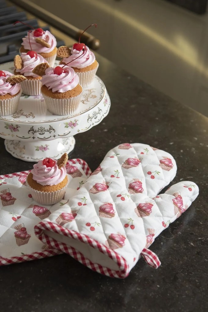 Kockovaná bavlnená utierka Cherry Cupcake - 50 * 70 cm