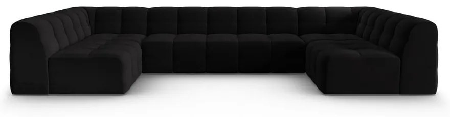 Čierna zamatová rohová pohovka (do "U") Kendal - Micadoni Home