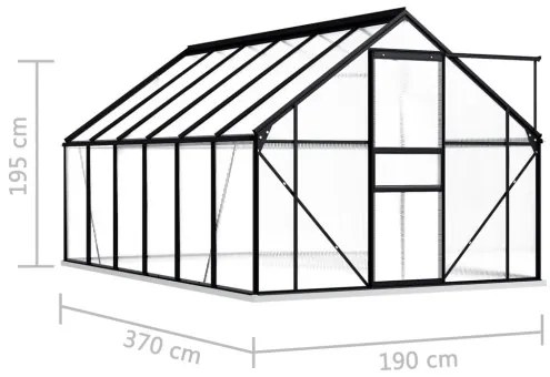 vidaXL Hliníkový skleník s podkladovým rámom antracitový 22,5 m³-