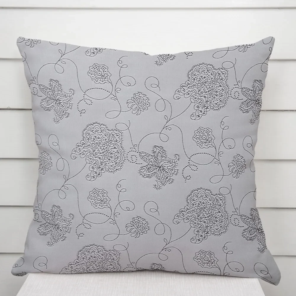 Biante Dekoračná obliečka na vankúš TF-083 Kvetované ornamenty na sivom 40 x 60 cm