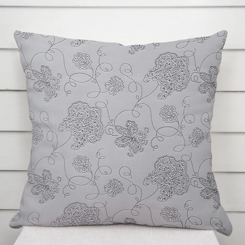 Biante Dekoračná obliečka na vankúš TF-083 Kvetované ornamenty na sivom 50 x 60 cm