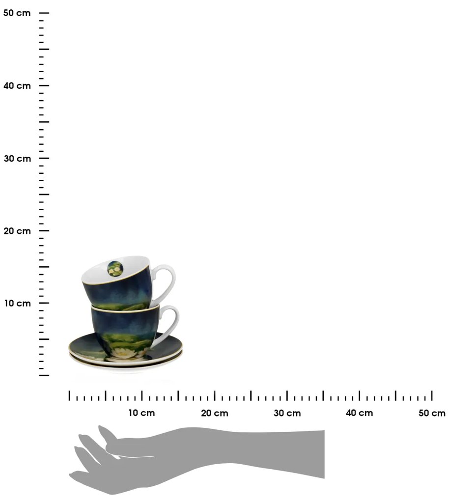 Porcelánová šálka s podšálkou Monet Nenufars 270 ml sada 2ks