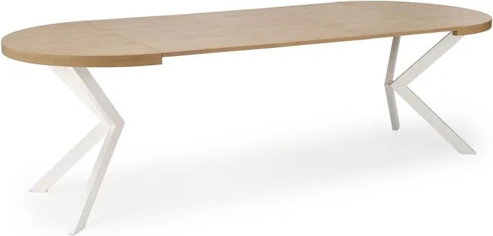 Rozkladací jedálenský stôl 100-250 cm Pepeera (biela + zlatá) (pre 6 8 osôb). Vlastná spoľahlivá doprava až k Vám domov. 1049334