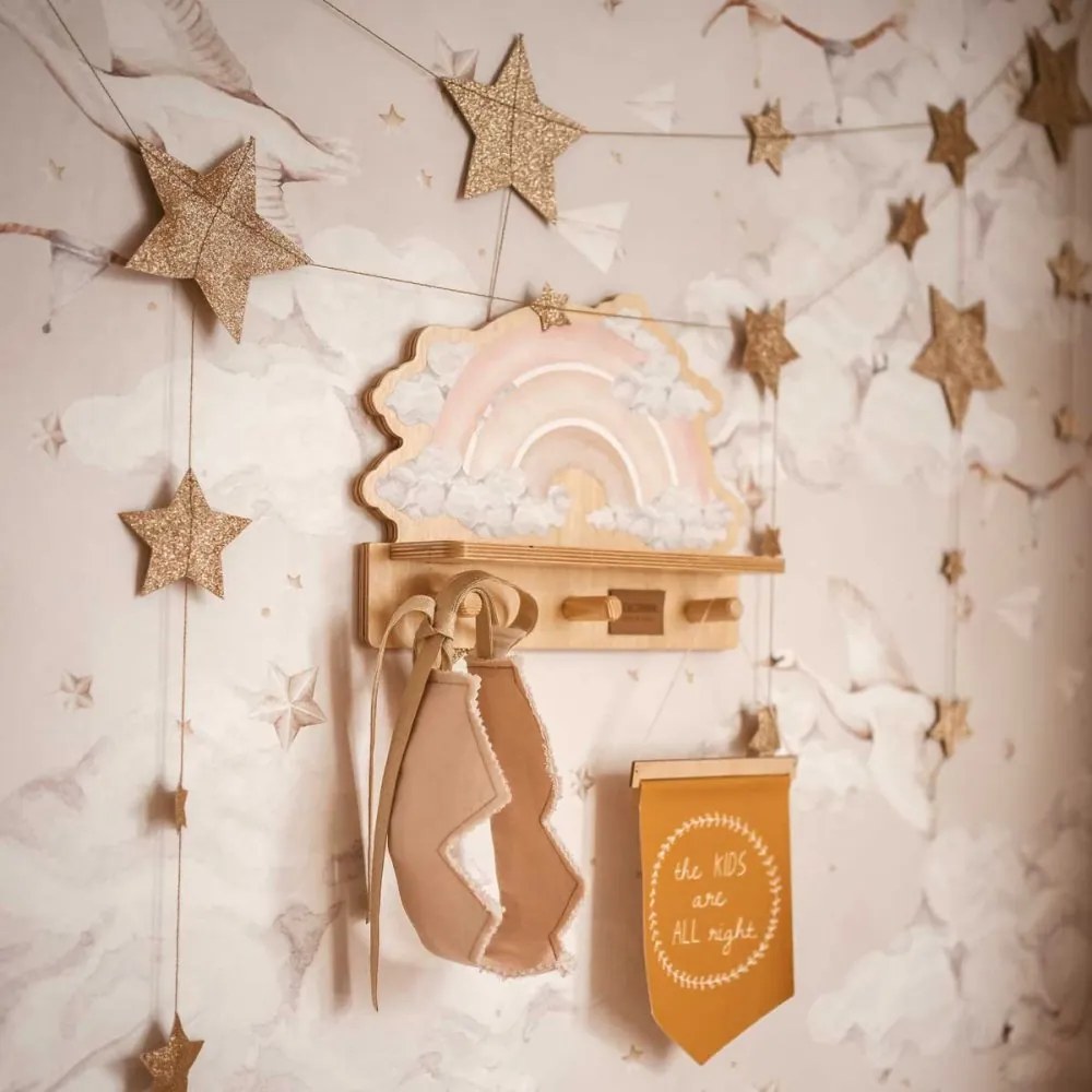 Polička do detskej izby dúha ružová