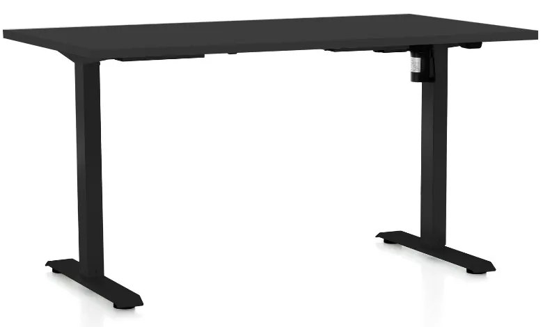 Výškovo nastaviteľný stôl OfficeTech A, 140 x 80 cm, čierna podnož, čierna