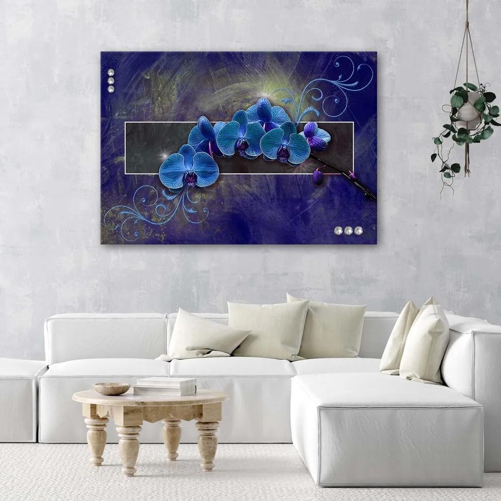 Obraz na plátně Orchidej Květina Modrá - 120x80 cm