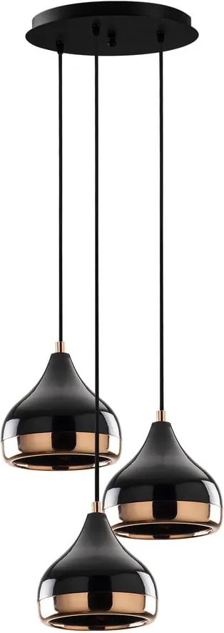 Závesné svietidlo v čierno-medenej farbe pre 3 žiarovky Opviq lights Yildo