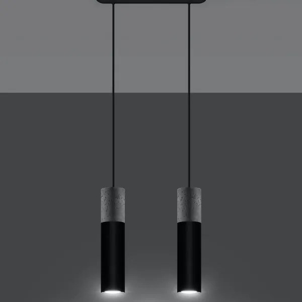 Sollux SL.0651 - Luster na lanku BORGIO 2xGU10/40W/230V betón/kov čierna