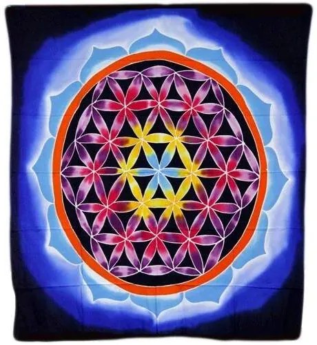 Batikovaná tapiséria na stenu Kvet života 107x103cm
