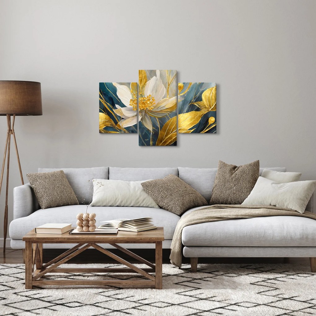Obraz - Maľba zlatých kvetov (90x60 cm)