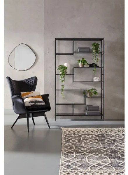 Loft policový regál čierny 115x195 cm