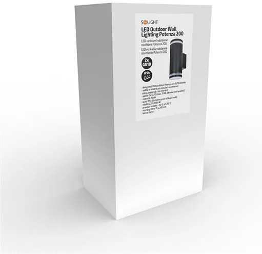 SOLIGHT Vonkajšie nástenné svietidlo POTENZA 2xGU10 | IP54, čierne