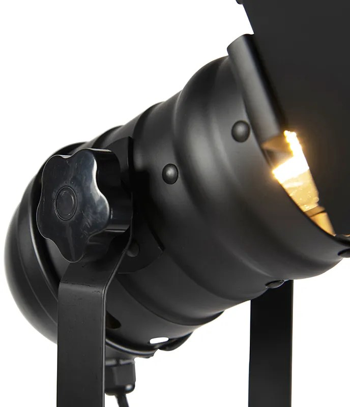 Priemyselná stojaca lampa čierna s nastaviteľným svetlom - Movie