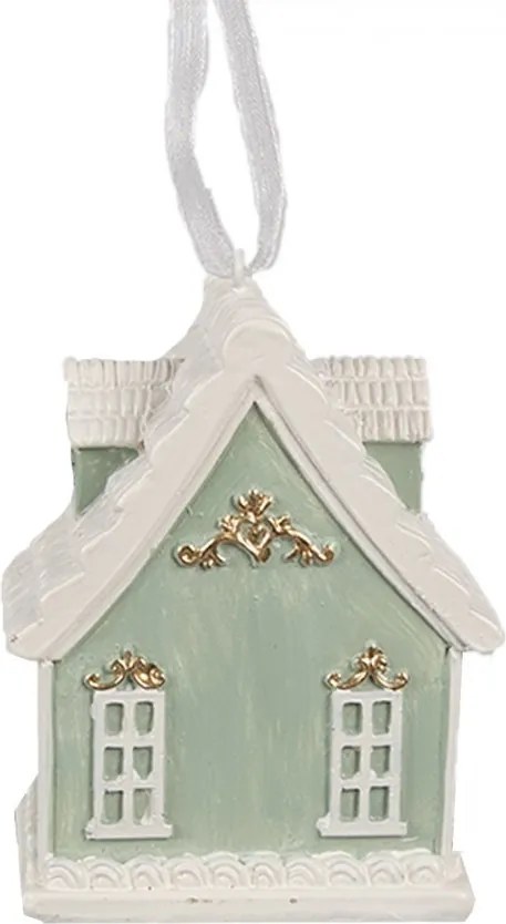 Zelená závesná vianočná ozdoba perníková chalúpka Gingerbread - 6*4*8 cm