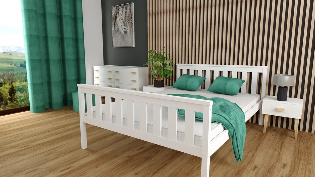 Posteľ KALEA 90 x 200 cm, biela Rošt: S lamelovým roštom, Matrac: Matrac DELUXE 10 cm