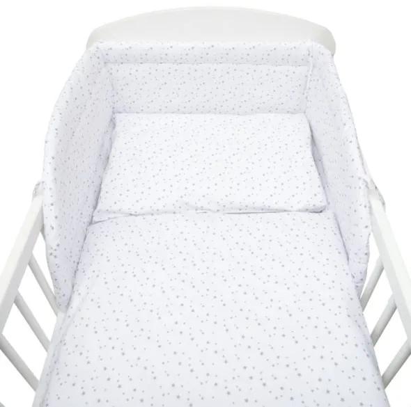 NEW BABY 3-dielne posteľné obliečky New Baby 90/120 cm biele sivé hviezdičky