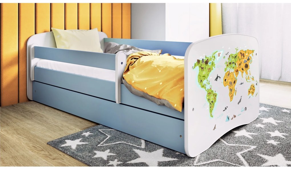 Detská posteľ Babydreams mapa sveta modrá