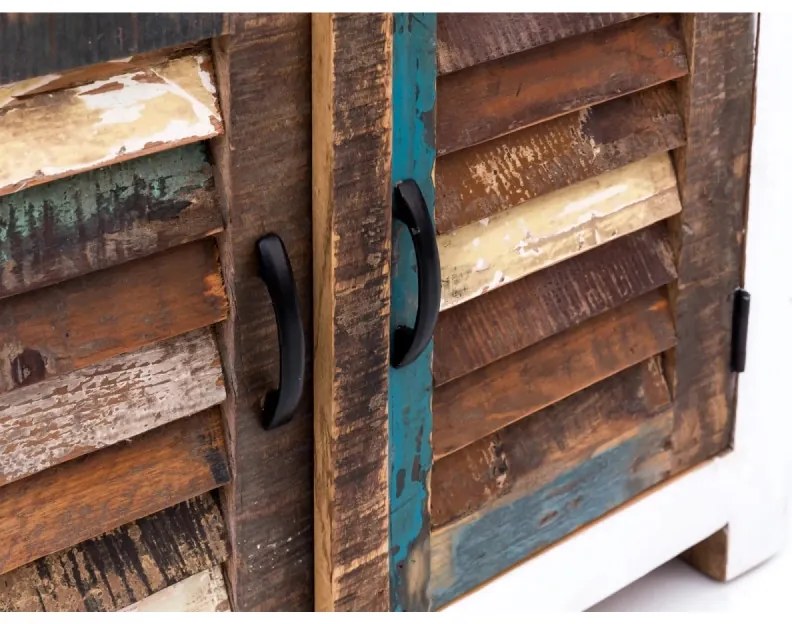 furniture-nabytek.cz - Masívna skrinka pod umývadlo Perth z recyklovaného dreva, lakovaná, biela/barevná