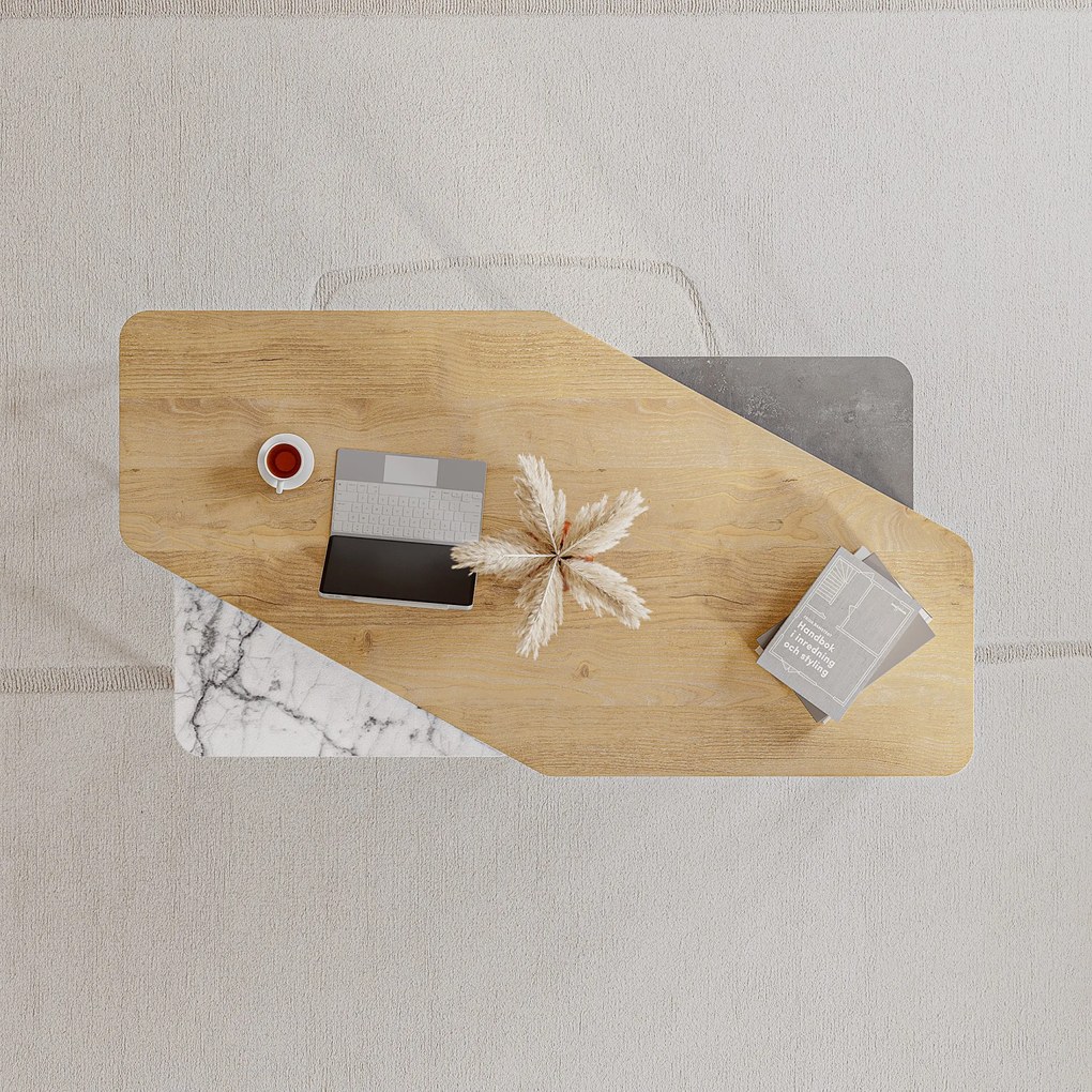 Súprava konferenčných stolíkov Houseland Nesty retro sivá/Carrara