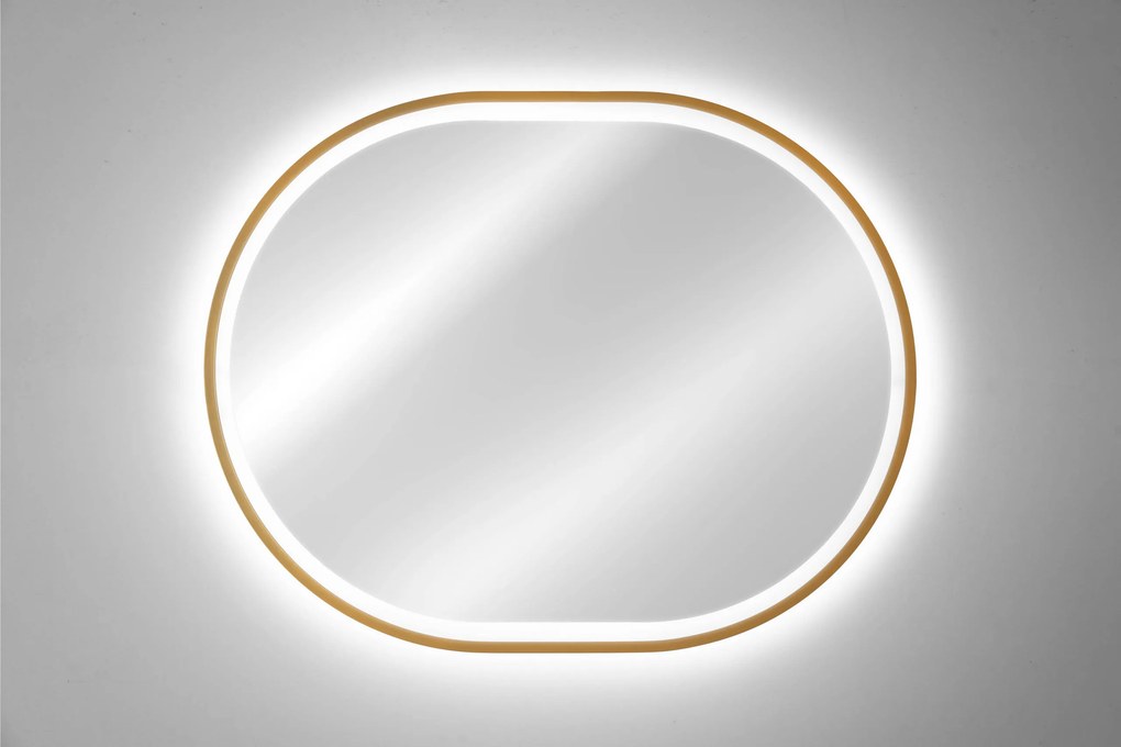 Comad Závesné zrkadlo s LED osvetlením Apollo 2 90x70 cm s pohybovým senzorom, zlatá