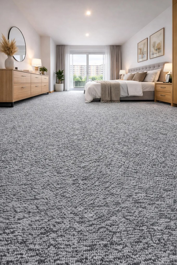 Spoltex, Metrážny koberec Artik New 025 šedý, na mieru, šíře 1m, šedá, filc, chodba / predsieň