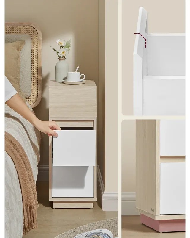 Úzky nočný stolík so zásuvkami, wenge - čierna