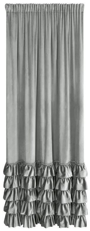 Dekorstudio Luxusný záves CARLI na pásku s volánikmi a trblietavým pásom kryštálov - strieborný Rozmer závesu: 140x270cm