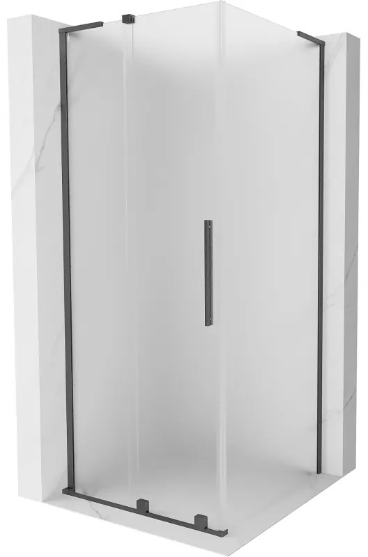 Mexen Velar L, sprchový kút s posuvnými dverami 120 x 120 cm, 8mm sklo námraza, grafit brúsený, 871-120-120-33-66