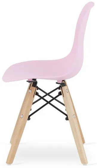 Detská stolička ZUBI - ružová (hnedé nohy)