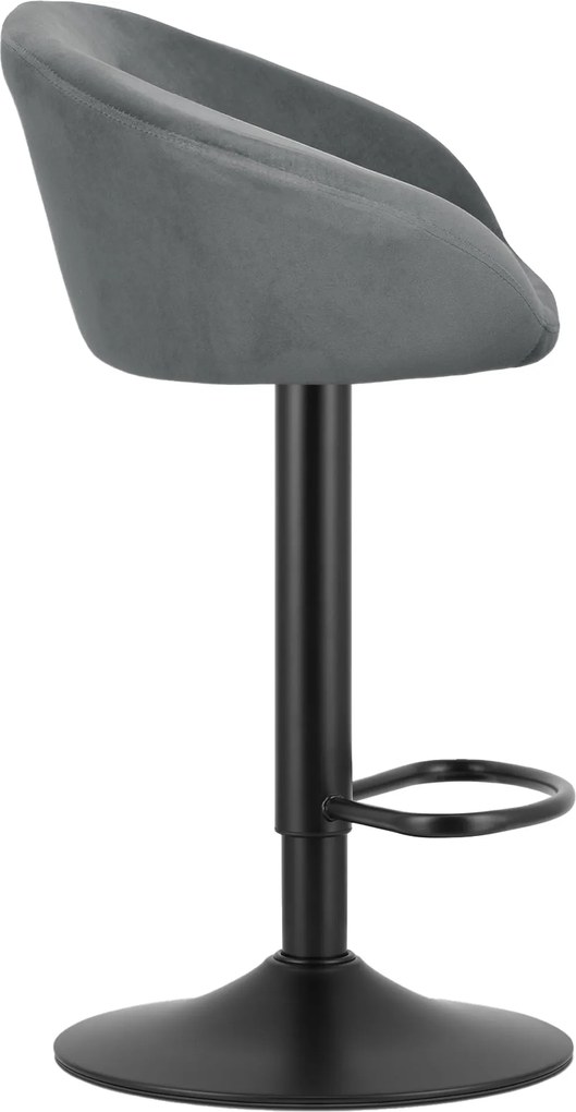Sada 2 barových stoličiek EAST sivý zamat / čierna podnož
