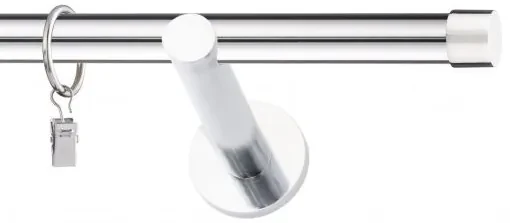 Dekorstudio Chrómová jednoradová garniža LUNA 19mm Dĺžka: 280cm, Typ uchytenia: Držiak modern, Typ príslušenstva: Krúžky tiché so štipcami