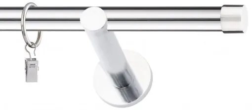 Dekorstudio Chrómová jednoradová garniža LUNA 19mm Dĺžka: 360cm, Typ uchytenia: Držiak modern, Typ príslušenstva: Krúžky tiché so štipcami