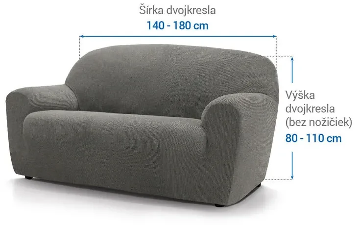 Super strečové poťahy HARMONIA šedá dvojkreslo (š. 140 - 180 cm)