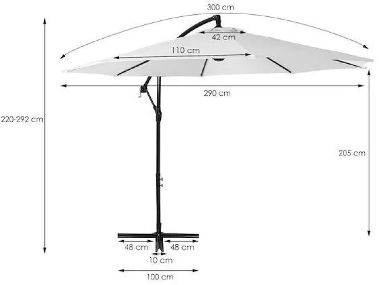Záhradný slnečník 300 cm SPRINGOS GU0027 – sivý