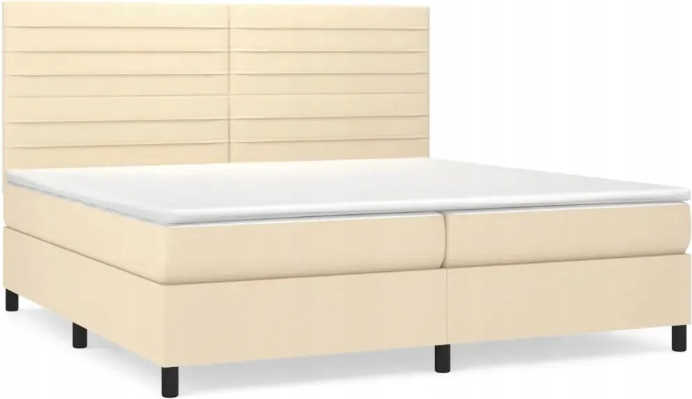 vidaXL Kontinentálna posteľ s matracom, krémová, tkanina, 200 x 200 cm