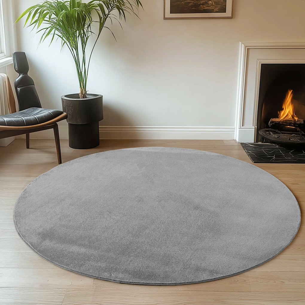 Kusový koberec Joy 1400 grey kruh, 200x200 (priemer) kruh, šedá, chodba / predsieň, Ayyildiz