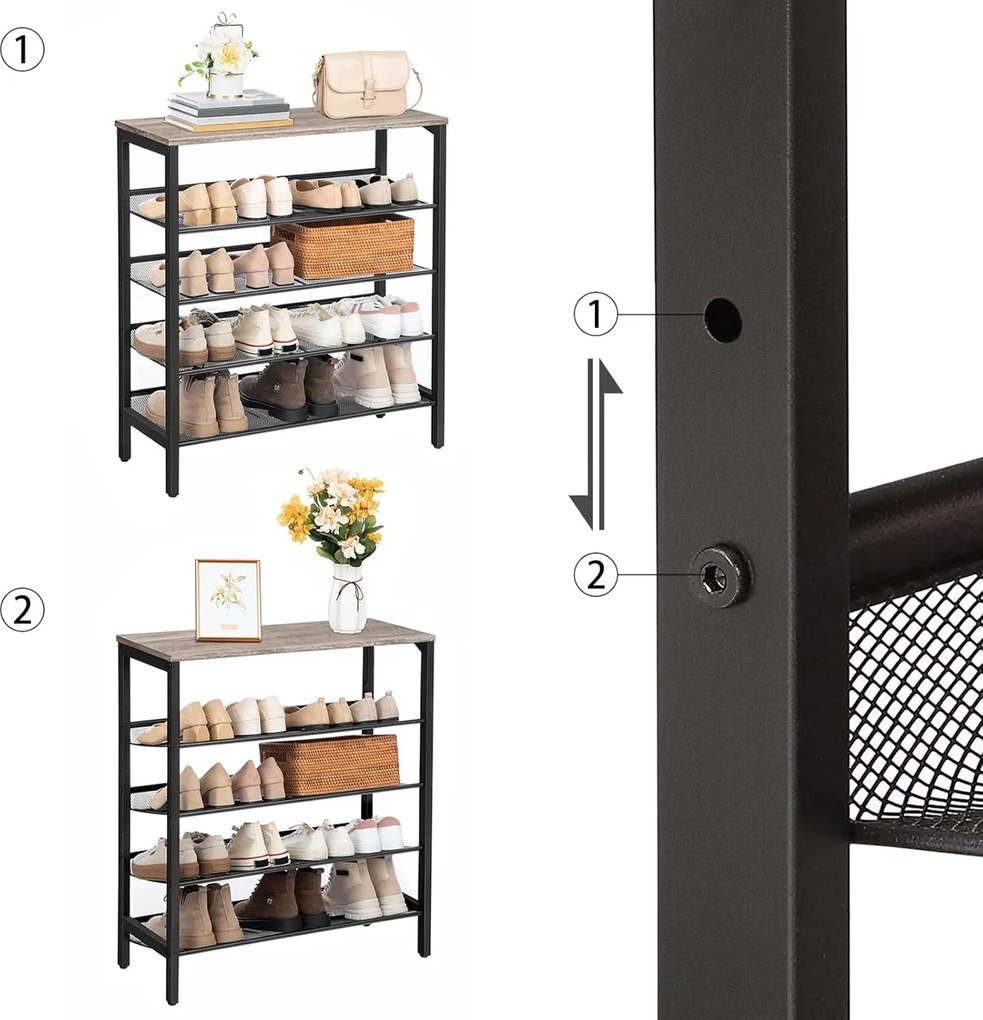 Botník Vasagle Ormio 85 cm čierny/sivý