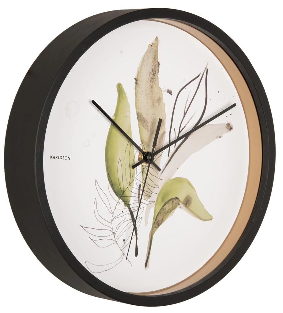 Nástenné hodiny Karlsson KA5885, 26 cm Botanické listy zelená