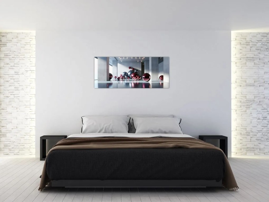 Obraz - 3D priestor s guľami II. (120x50 cm)