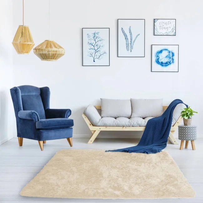 Protišmykový koberec SHAGGY béžový