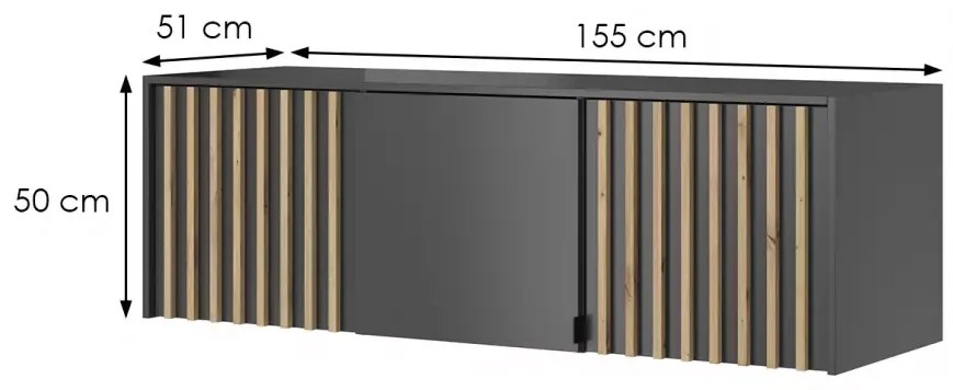 Nástavec na skříň Nelly 155 cm grafit/dub artisan