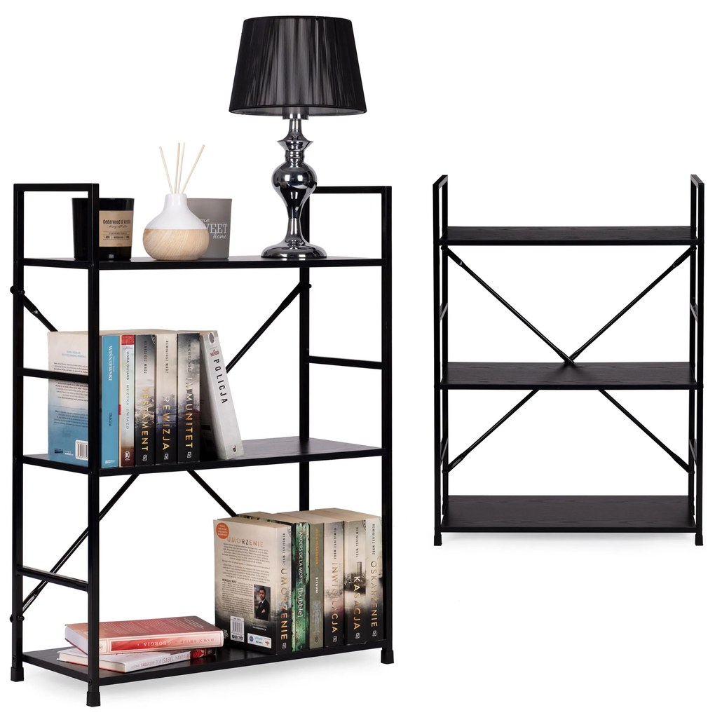 LOFT regál/knižnica Modern Home, čierna s 3 policami