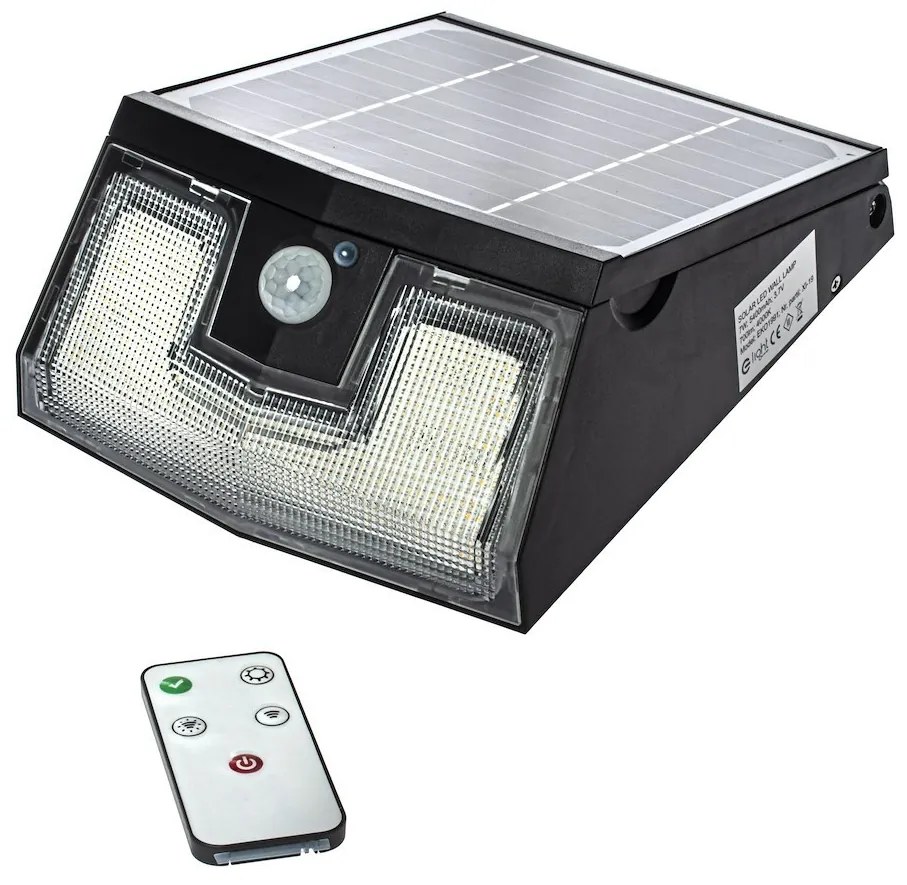 Ecolamp Exteriérové solárne nástenné LED svietidlo Solar, 1x LED 7w, čierna, pohybový senzor