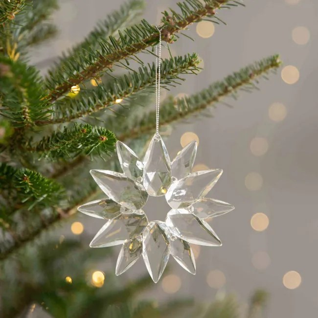 Závesná vianočná dekorácia ASTRE priesvitná vločka 836751
