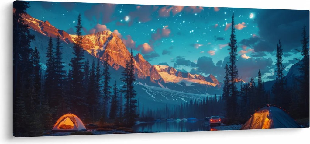 Obraz - Kempovanie v horách (120x50 cm)