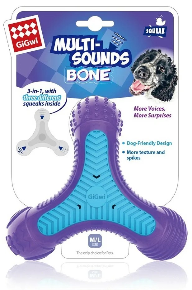 GiGwi Žuvacia hračka pre psov Trojhviezda Multi-Sounds Bone, 16 x 14 cm